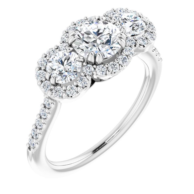 14K White 1 CTW Natural Diamond Engagement Ring 